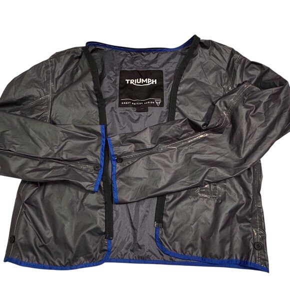 Triumph Jerez Motorcycle Jacket with Pads Wind Waterproof Gray Black Medium - Picture 9 of 15